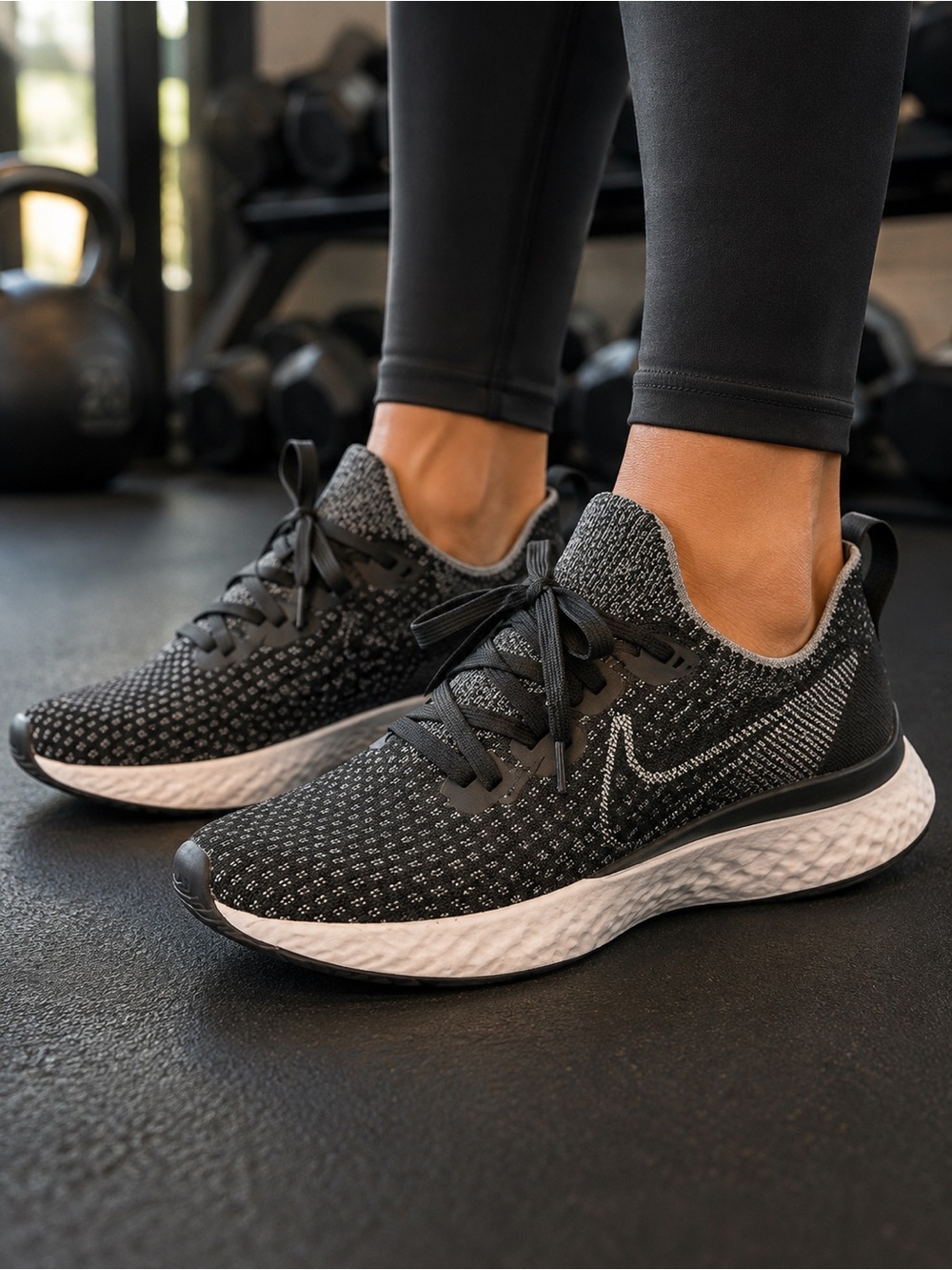 Nike React Infinity Run Flyknit Running Shoes Black Oreo 8.5